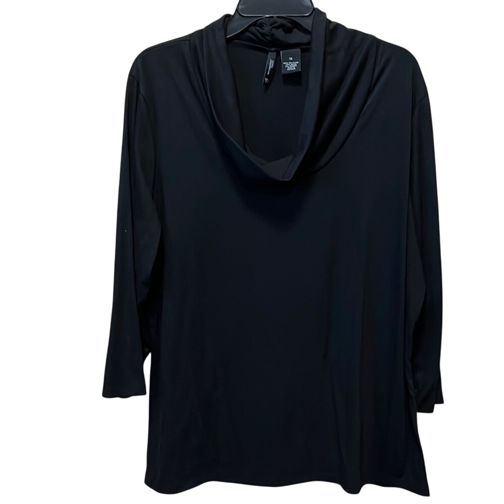 New Directions Woman‎ Black Cowl Neck Long Sleeve Top Plus Size 1X Jersey Knit